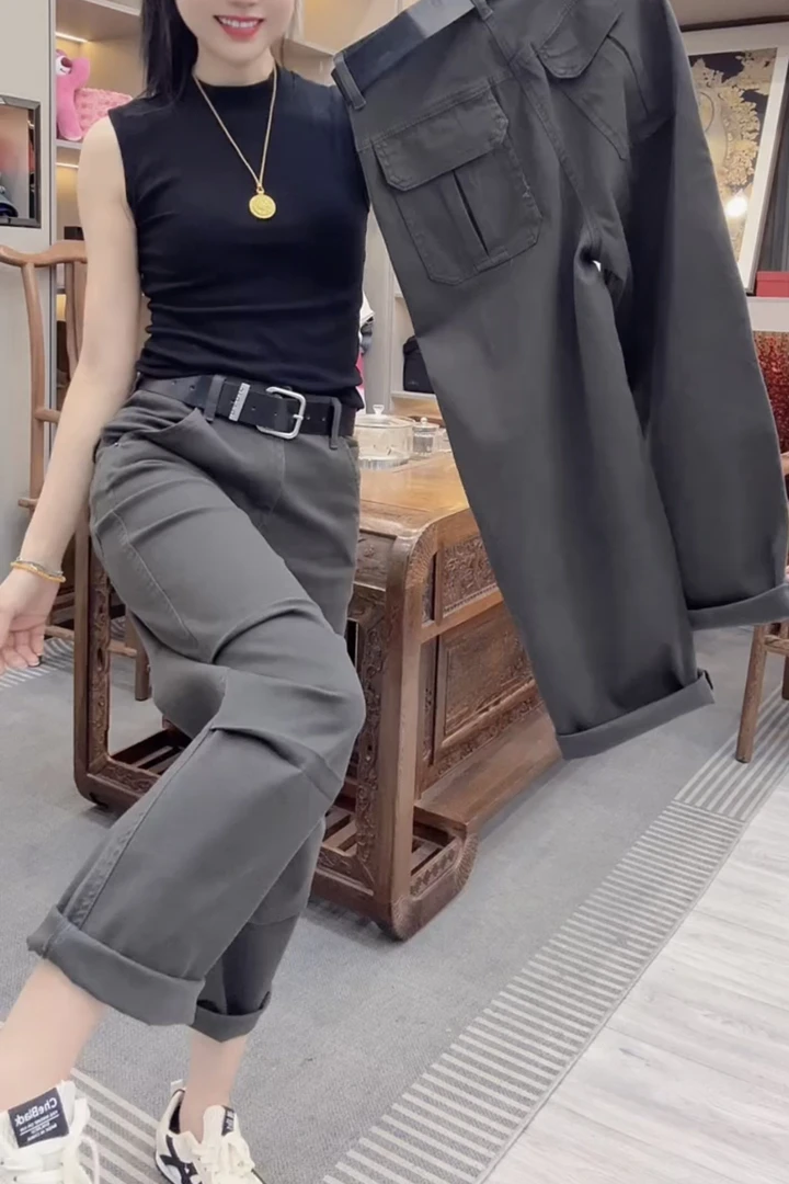 秋季新款时尚牛仔裤女2025大码宽松显瘦遮肉小个子九分弯刀奶奶裤