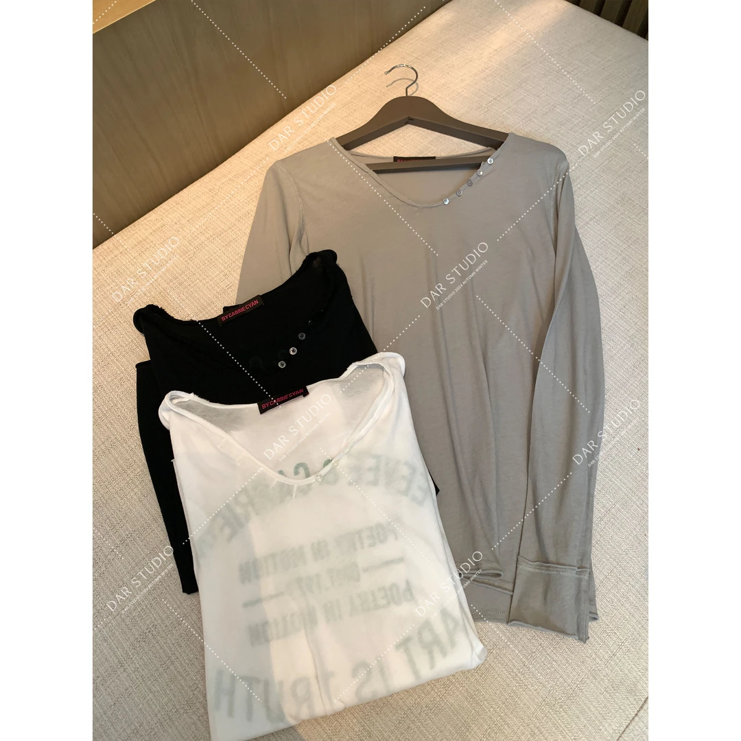DAR STUDIO 粉标系列【贝壳扣防晒】进口面料重工烫钻长袖防晒T恤
