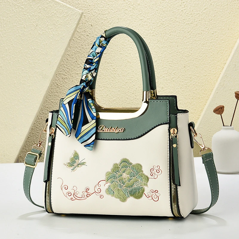 时尚百搭女士国风印花绣花民族风韩版复古潮流手拎包单肩斜跨小包