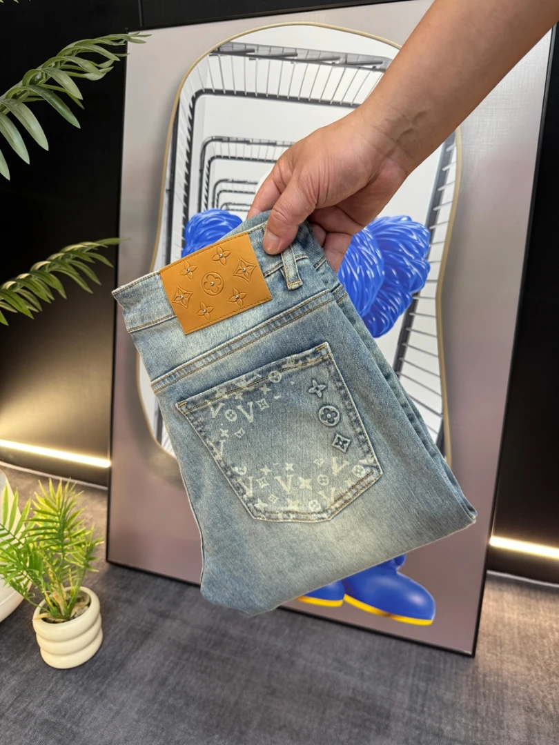 夏季新款水洗蓝薄款定制工艺男士牛仔裤长裤轻奢高端百搭潮流弹力