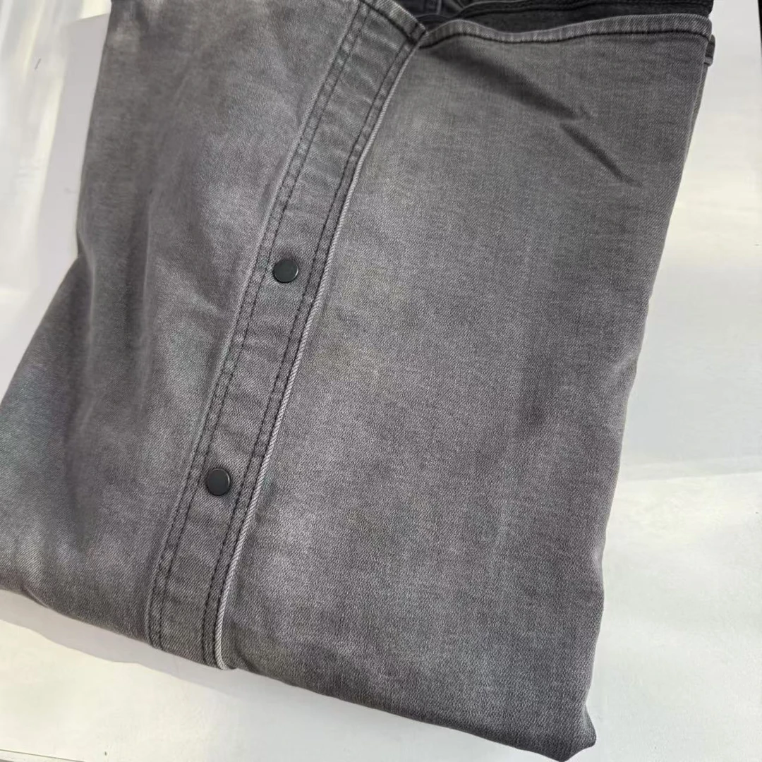 男士薄加绒牛仔衬衫外套（偏大两码）