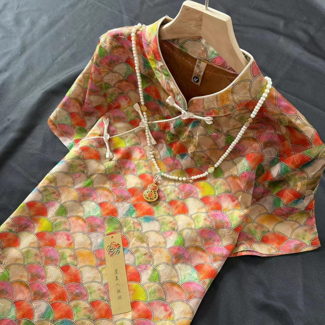 【七彩贝壳】夏季常熟新款国风旗袍短袖新中式气质上衣女