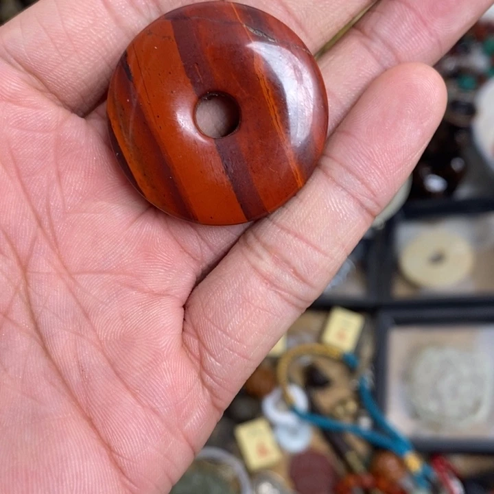 玛瑙/玉髓合金颈饰玛瑙平安扣 摆件 微瑕