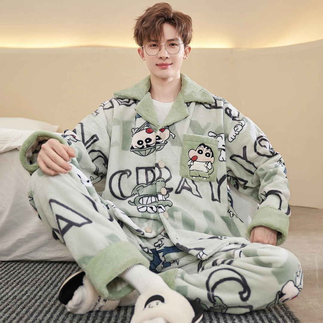 2025新款男士睡衣珊瑚绒秋冬季加厚加绒冬款童青少年法兰绒家居服