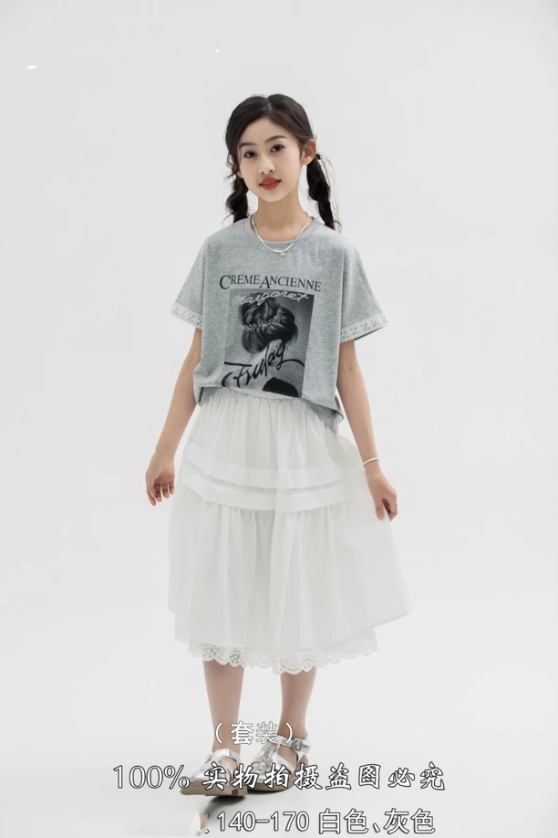 时尚女大童上衣裙子套装140码-170码