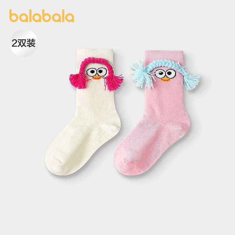 【商场同款】巴拉巴拉女童袜子秋季新品儿童中筒袜软弹趣味两双装