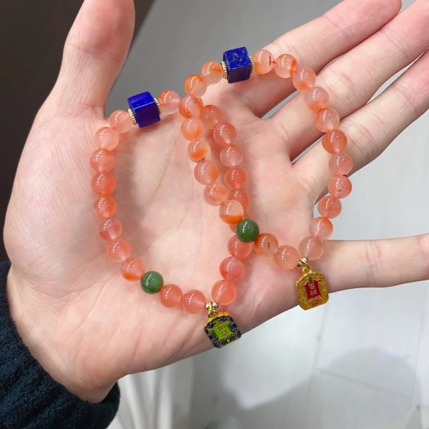 天然南红冰飘红手串约8mm左右多样性发其一jrj