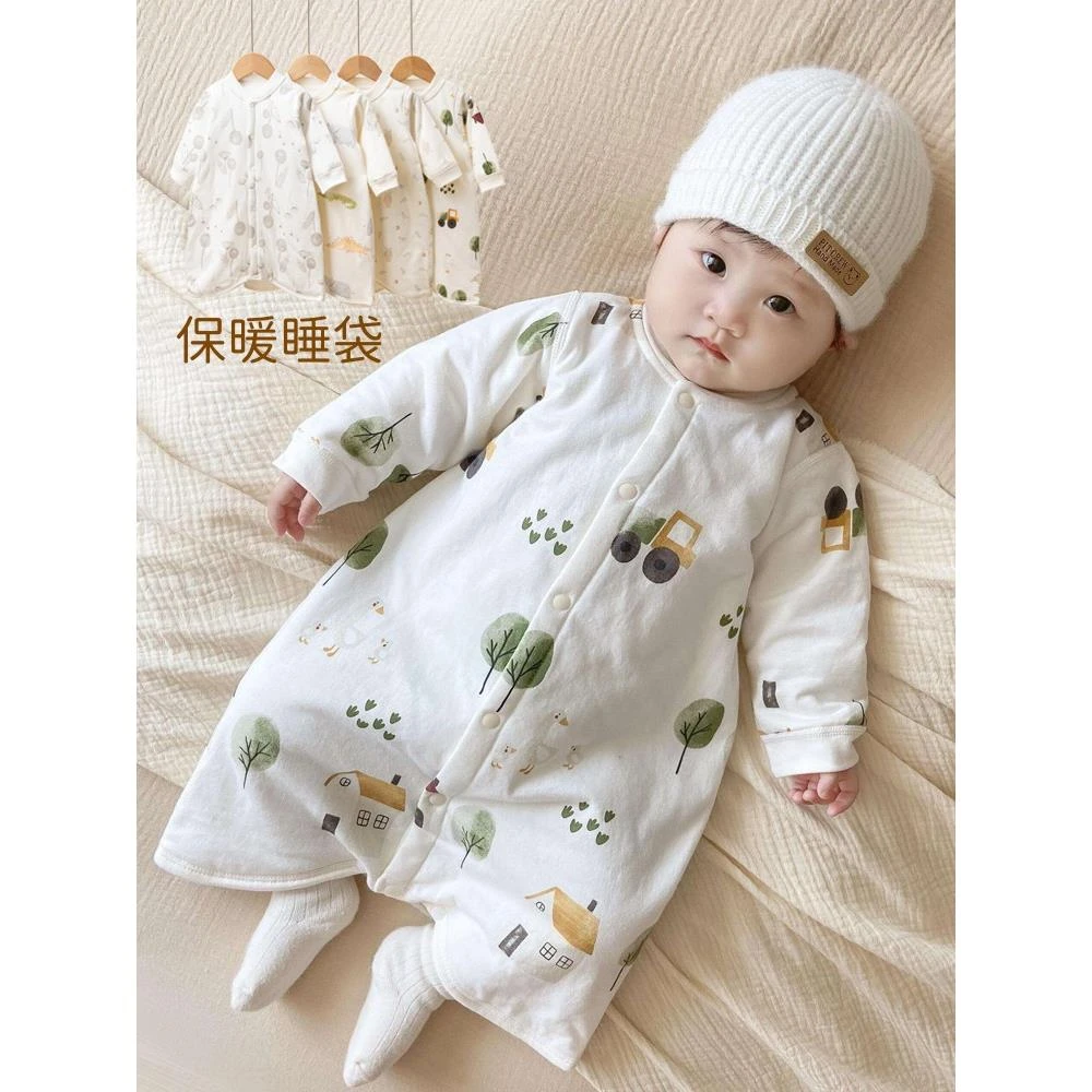 春秋婴儿睡袋儿童冬季防踢被保暖睡衣男女宝宝夹棉连体衣纯棉睡袍
