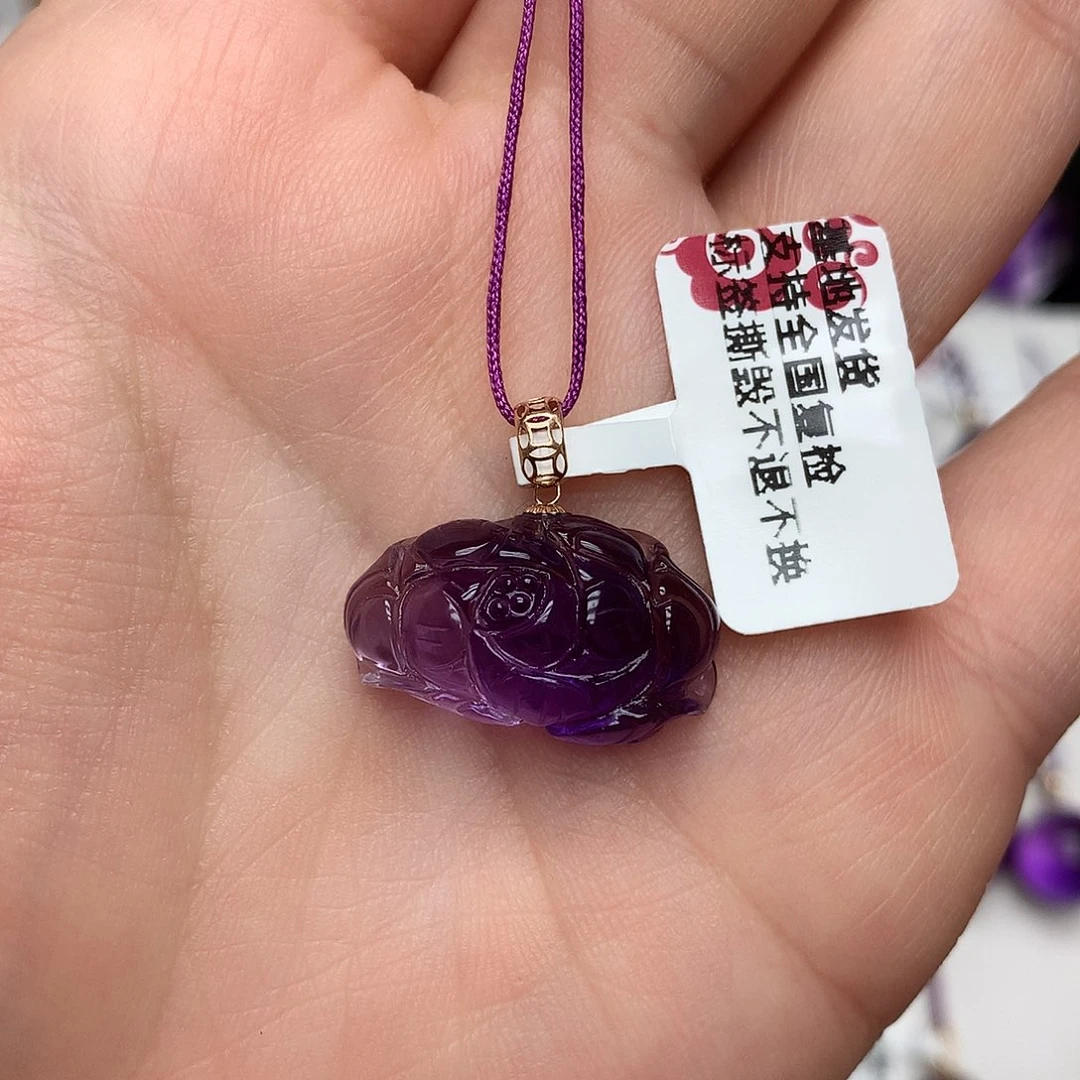 紫晶18K金镶嵌吊坠(赠链)L 花开富贵特价