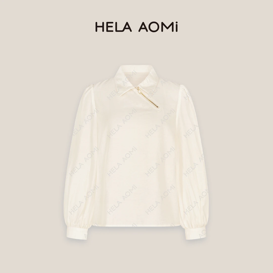 HELA AOMI“斜襟衬衫”莱赛尔简约纯色高级感通勤风衬衫CY5CB11655
