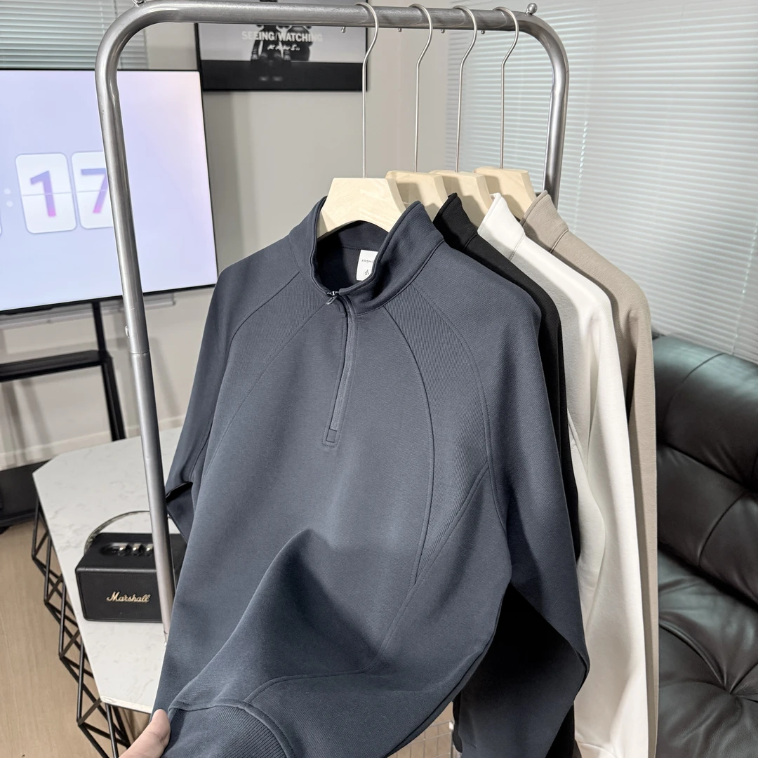 LULU同款针织小立领通勤户外拉链长袖休闲立体拼接卫衣上衣1908#