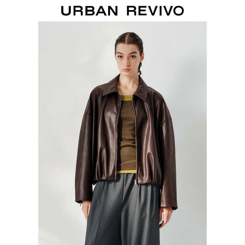 UR2025秋季新款女装琥珀流光风休闲超宽松PU外套UWH150052