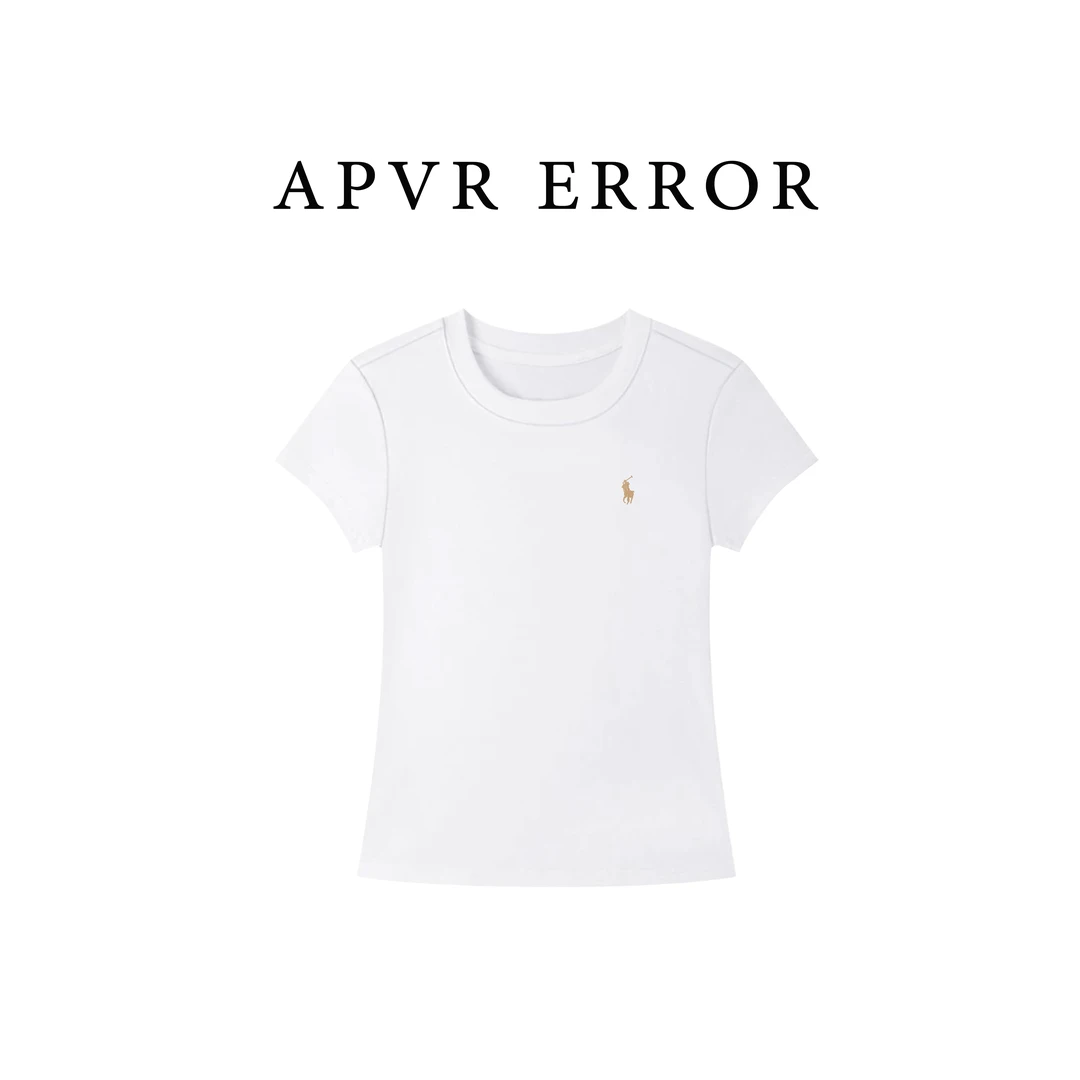 Apvr刺绣小标致小马设计25年新品短袖女百搭显瘦圆领T恤女T533