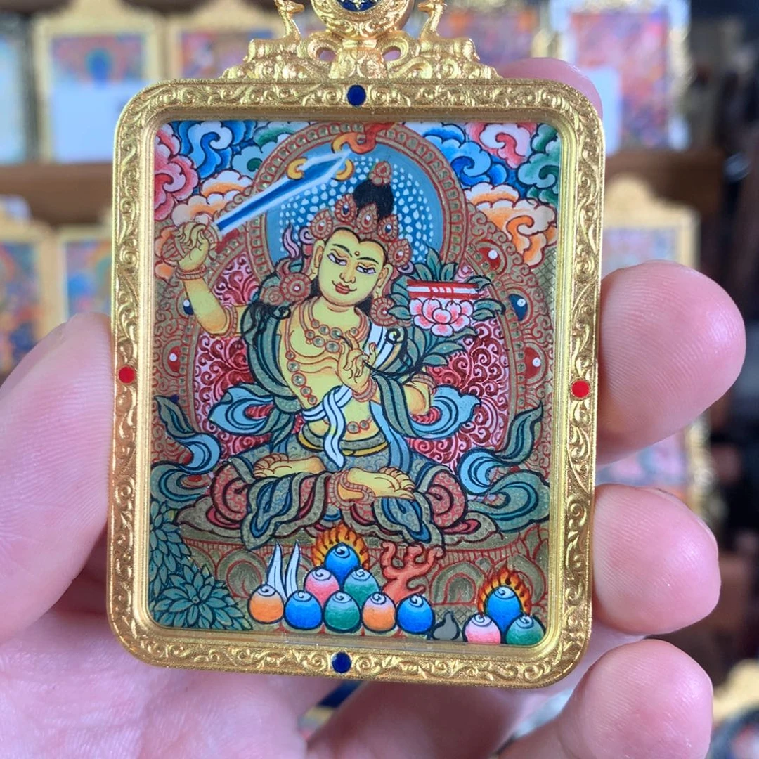 蓓***吊坠文殊热贡纯手绘唐卡