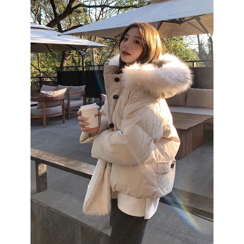 【ALINDM年终大清仓】冬胖mm保暖外套200斤大毛领90羽绒服女AS25225