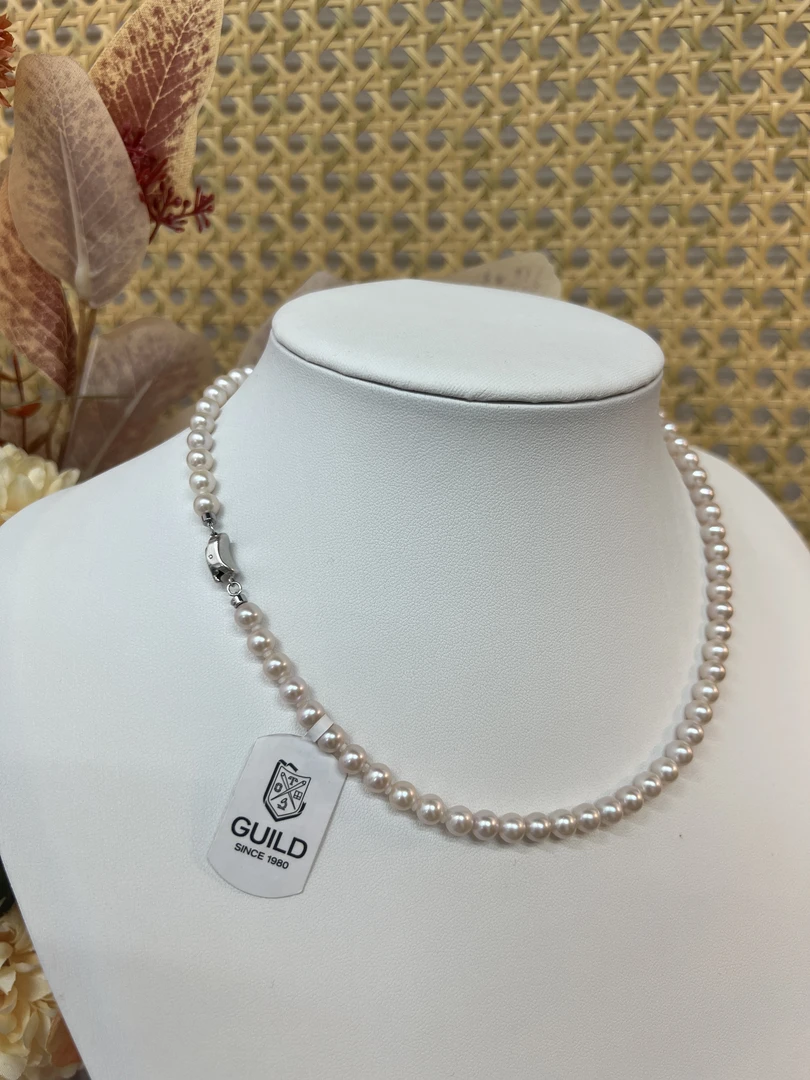 淡水曼塔五星项链(带GUILD大证）（5.5-6mm）S925银 X814