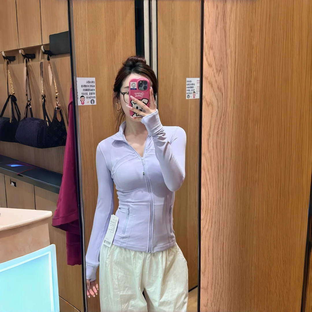 L家 浅紫色,DF新莱卡长款全拉链长袖瑜伽夹克 2926