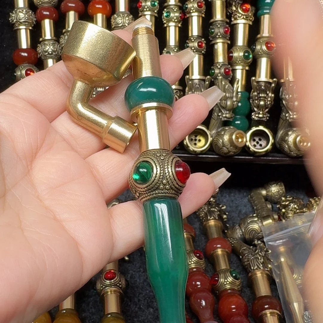 黄铜绿色烟锅2公分