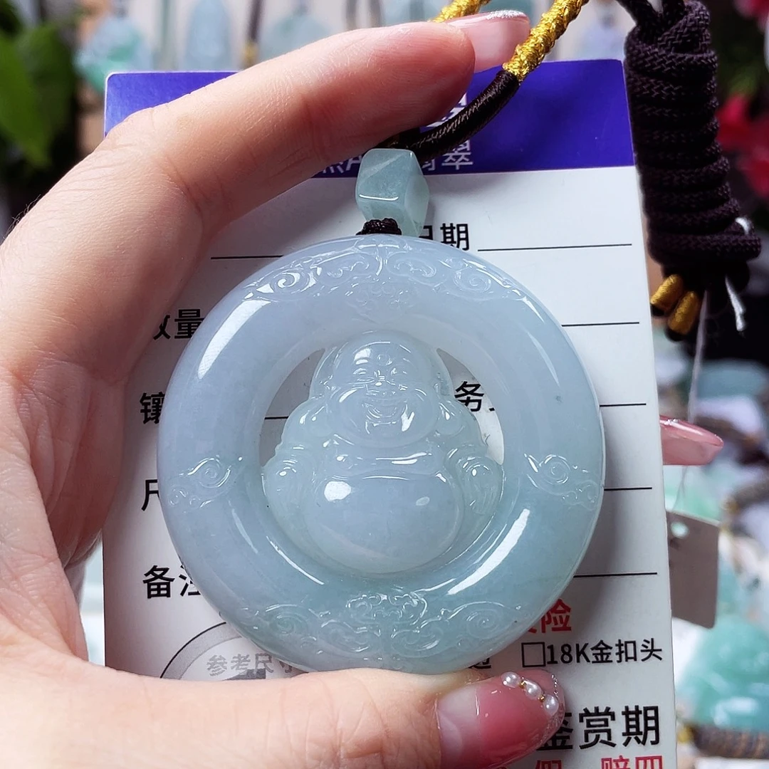 翡翠未镶嵌颈饰佛公25