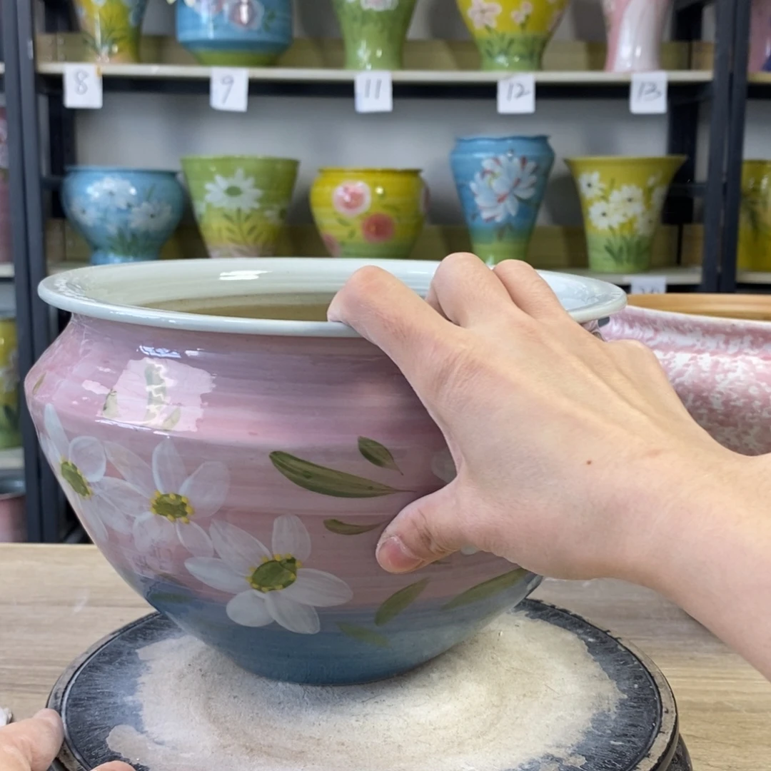 景德镇手工手绘陶瓷花盆