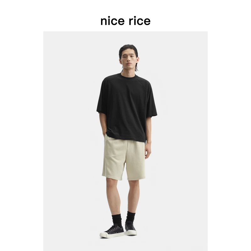 nice rice好饭 25夏季新品360G莱赛尔混纺宽松针织短裤男NHX12105