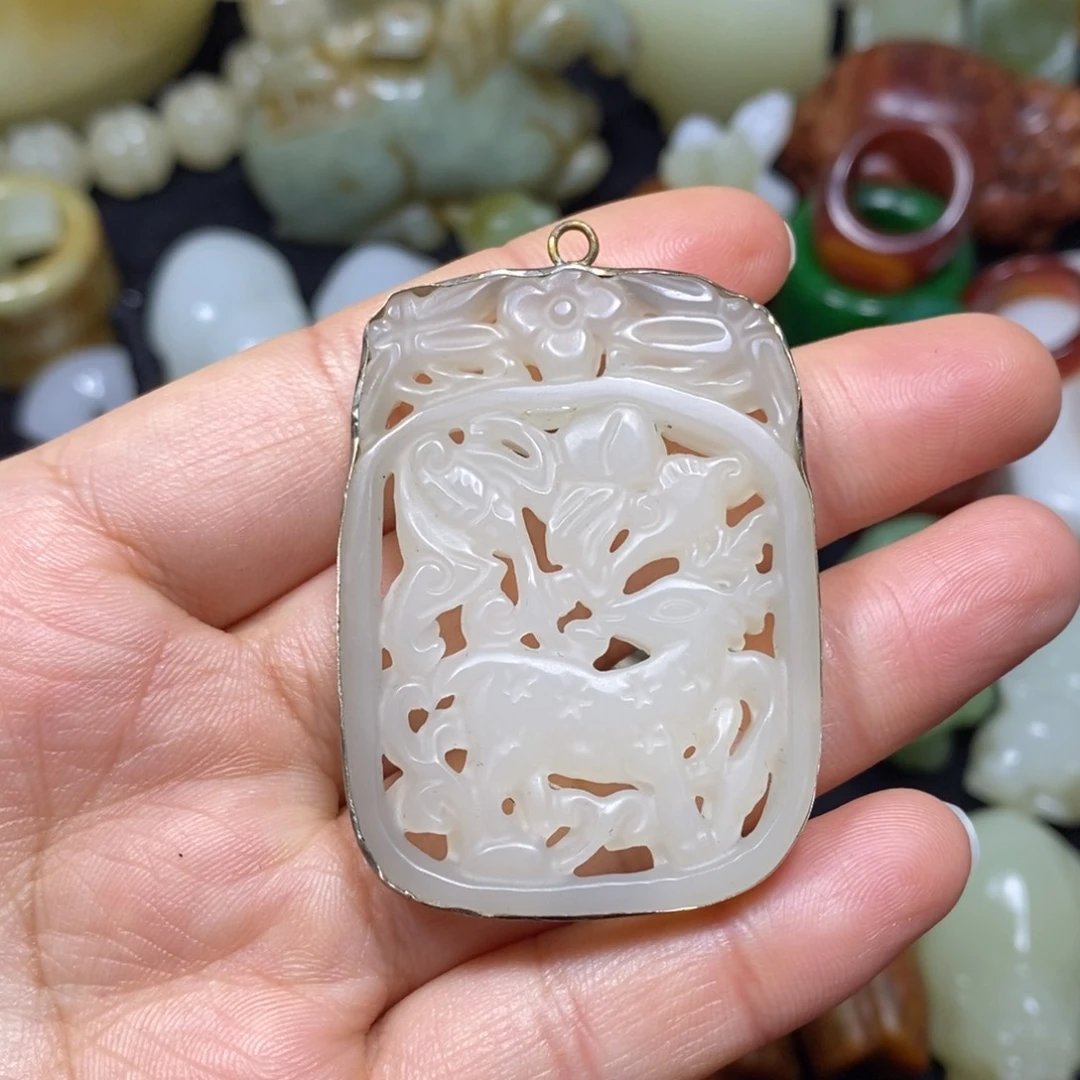 蛇纹石玉合金颈饰