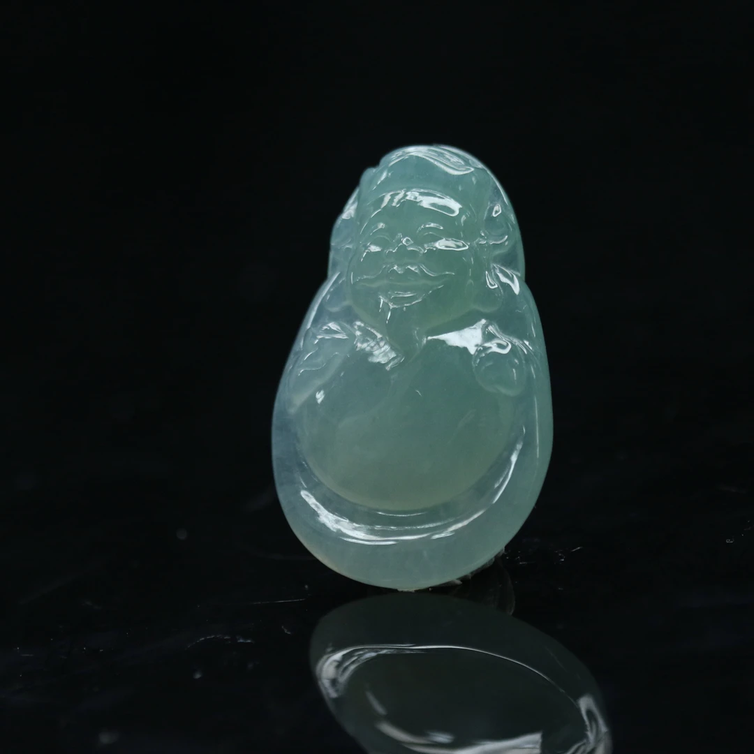 FC9天然缅甸翡翠A货冰晴财神/600343/保利厦门拍卖