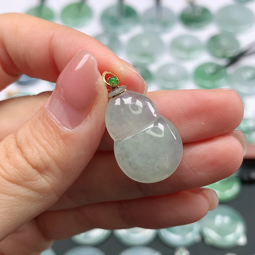 翡翠颈饰18K金镶嵌平安