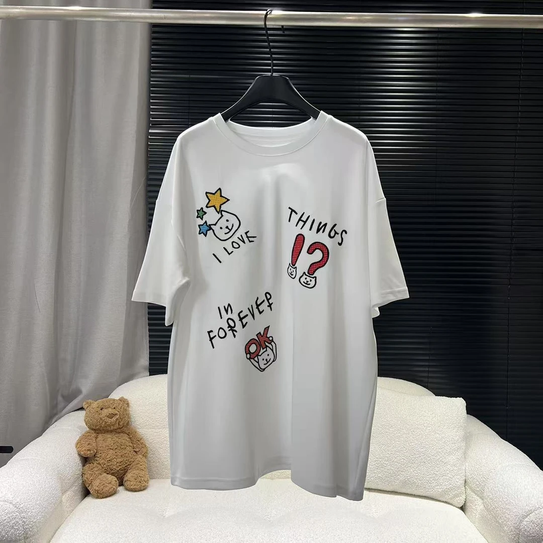 年中孤品~【刺绣系列】韩版卡通猫咪刺绣字母宽松短袖T恤上衣2016