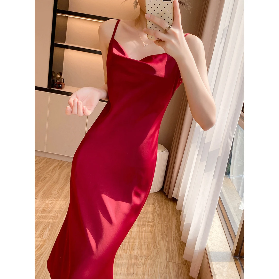 我见犹怜 轻奢高档礼服裙醋酸吊带连衣裙DYYK-24112105