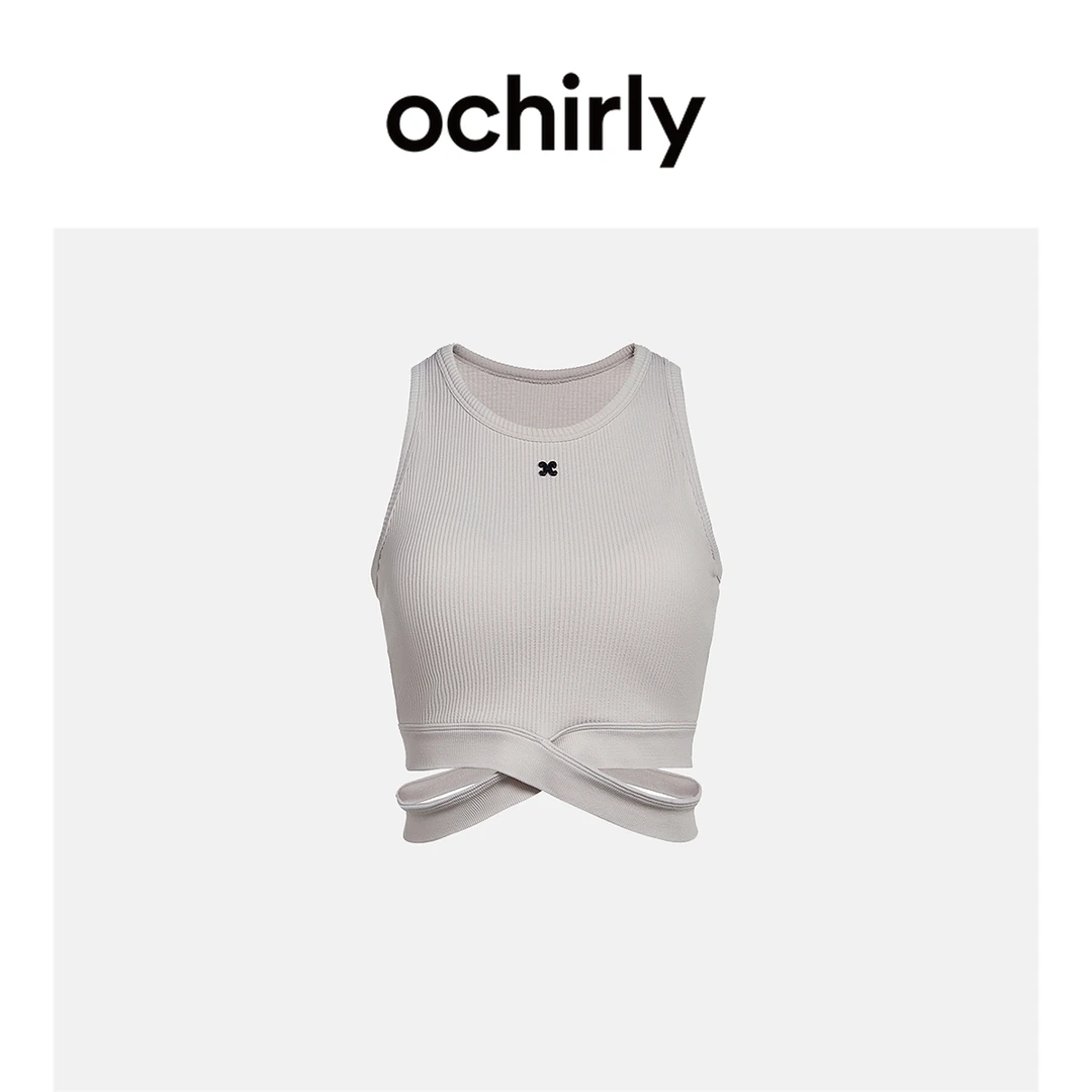 ochirly短款运动针织背心新款春装工字弹力欧若风