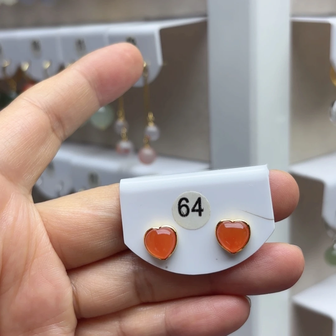 银S925镶嵌南红玛瑙耳饰