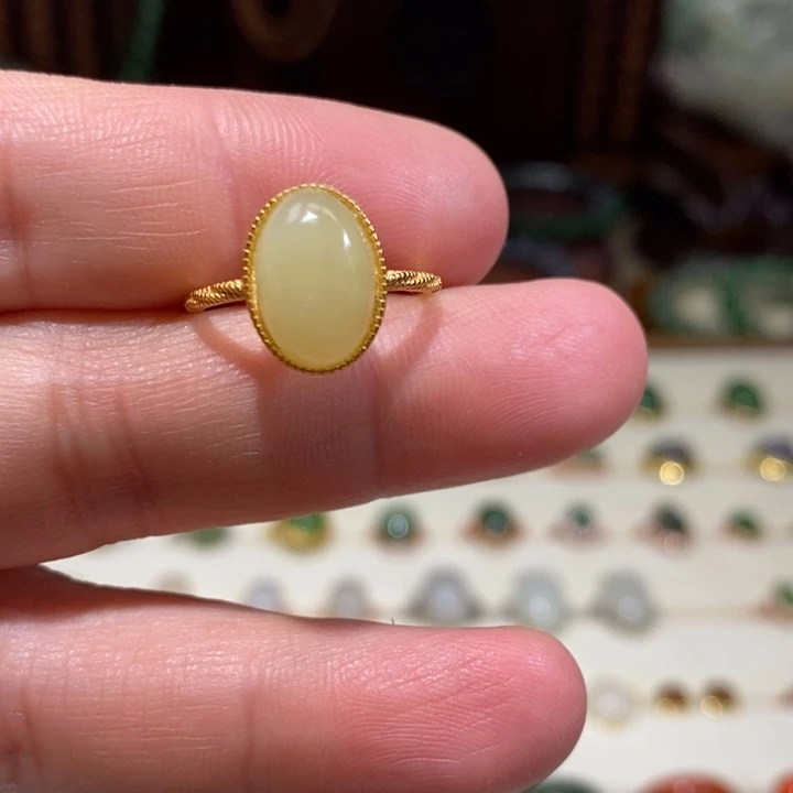 和田玉银S925镶嵌戒指