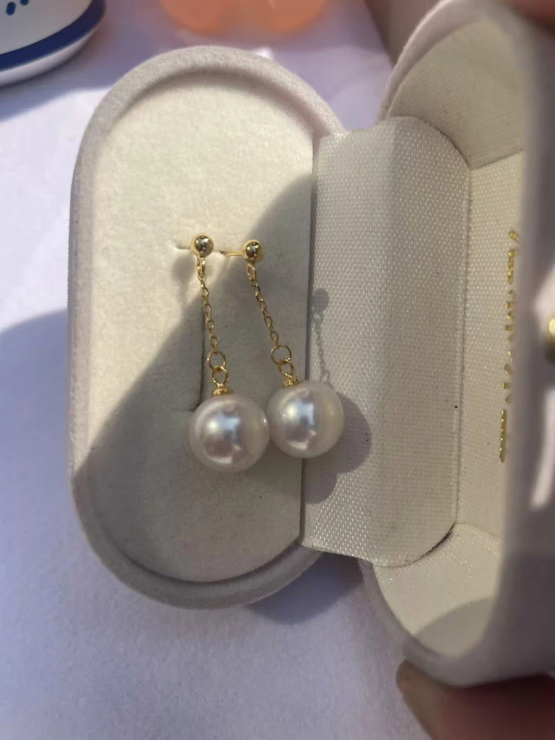 【大风吹】10mm天然淡水珍珠耳饰s925银镶嵌
