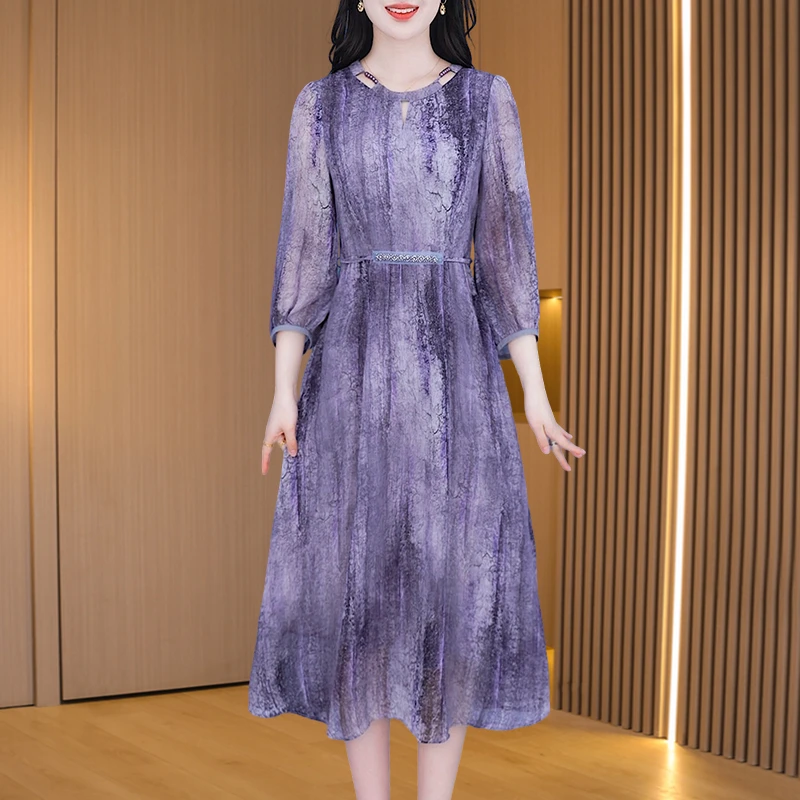 现货【连衣裙】24707优雅新款气质时尚大气减龄收腰显瘦连衣裙M-4XL