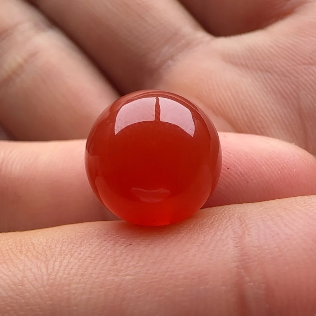南红玛瑙圆珠12.2未镶嵌白纹