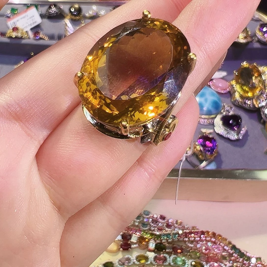 银S925镶嵌珠宝半成品黄晶