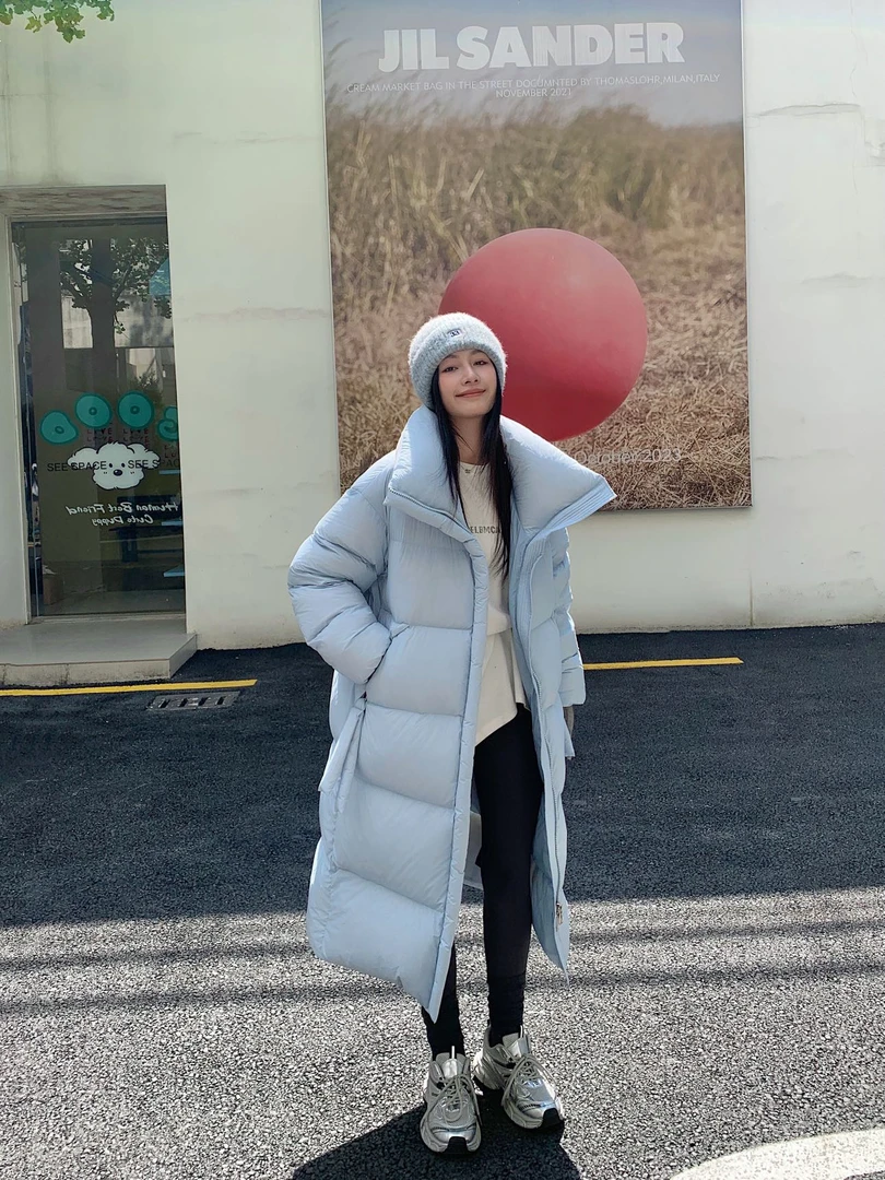 24年新款90白鸭绒口袋挂件立领长款羽绒服LT-170