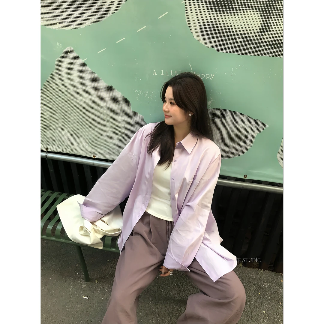 InTree张桶桶【多肉葡萄衬衫2.0】随性博主风紫色衬衫挺阔有型ST805