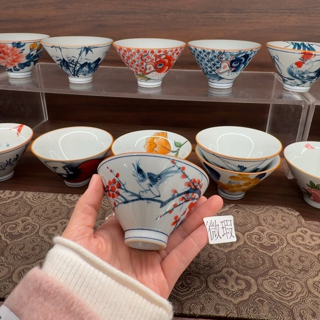 釉下手绘茶具微瑕