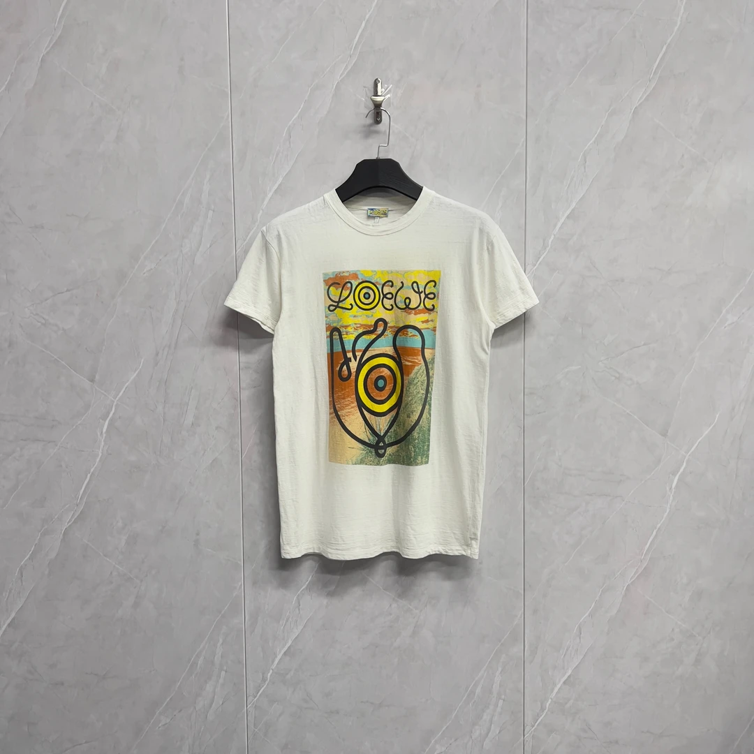 99新 LOEWE/罗意威 图案Logo亚麻质地混纺短袖/W0824/Xs码