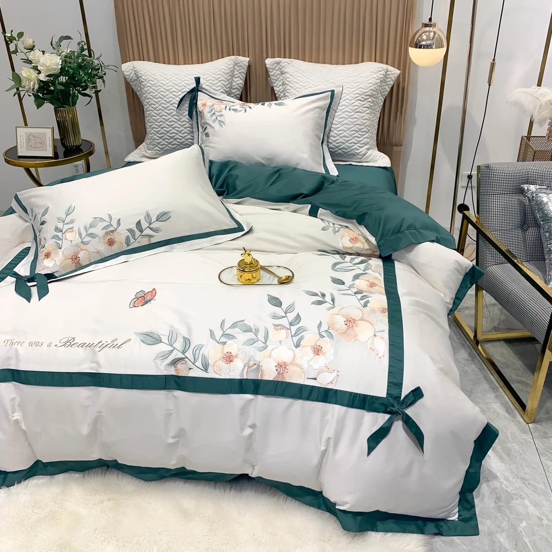 左柚家丨维多利亚  全棉长绒棉高档欧式绣花被套纯棉四件套床品