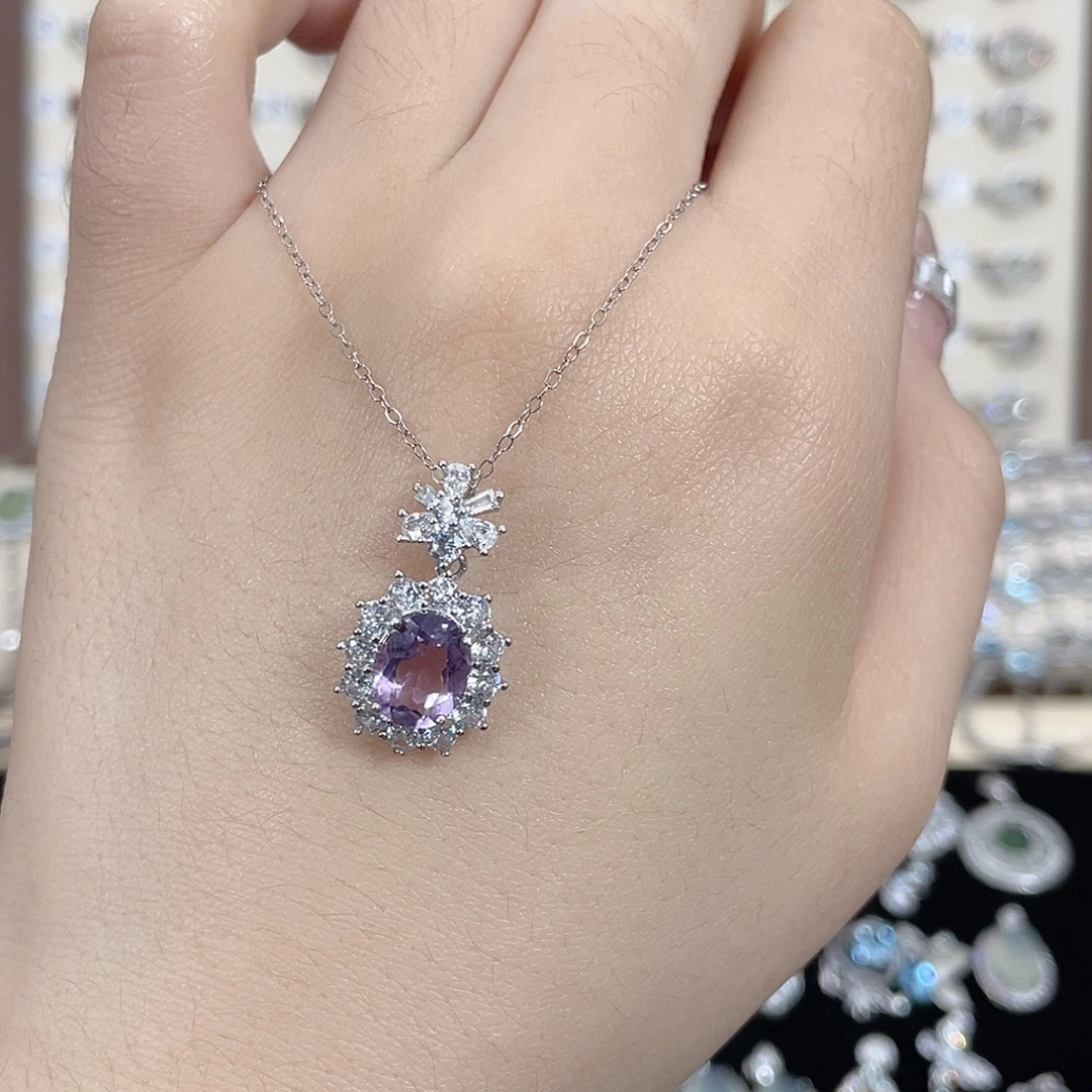 颈饰紫晶银S925镶嵌