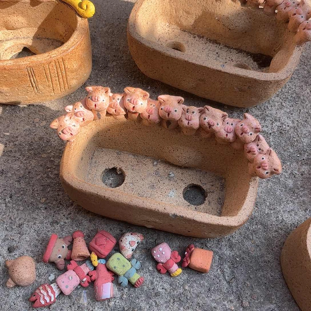 泥塑这****-古镇炻陶花盆