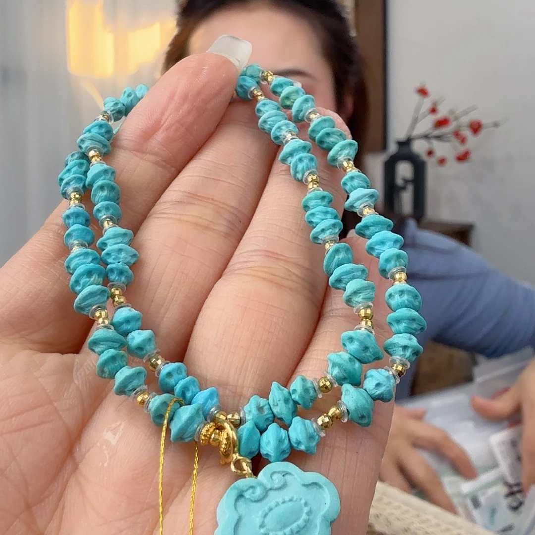 想***瓜绿松石18K金镶嵌珠宝奇石