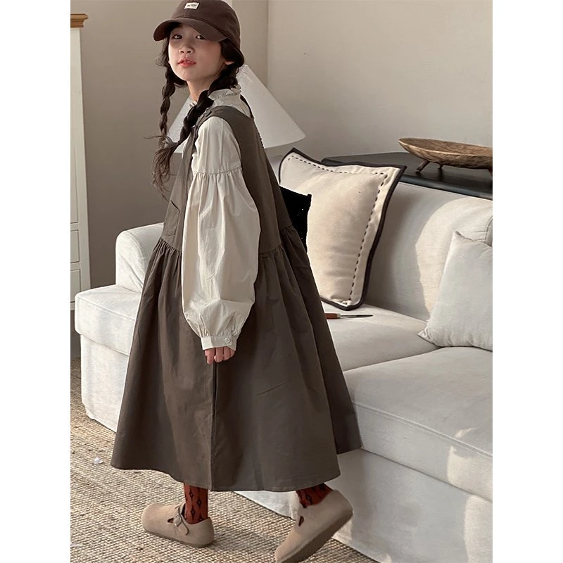 K24276女童背带裙套装2025春装新款儿童两件套春秋女大童休闲衣服