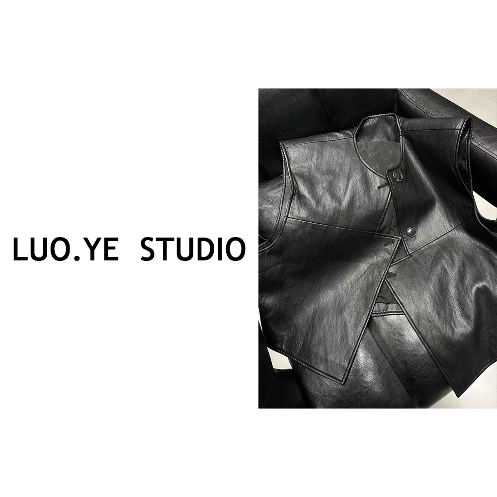 罗爷 · 【春华如梦】2025春款欧货美式复古皮衣马甲女春季宽松百搭