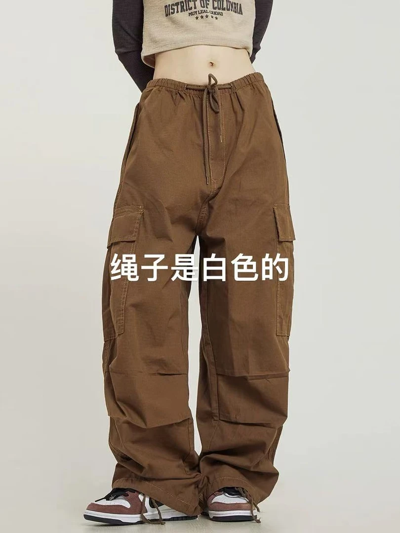 B21-2咖色“侧口袋”松紧腰休闲裤