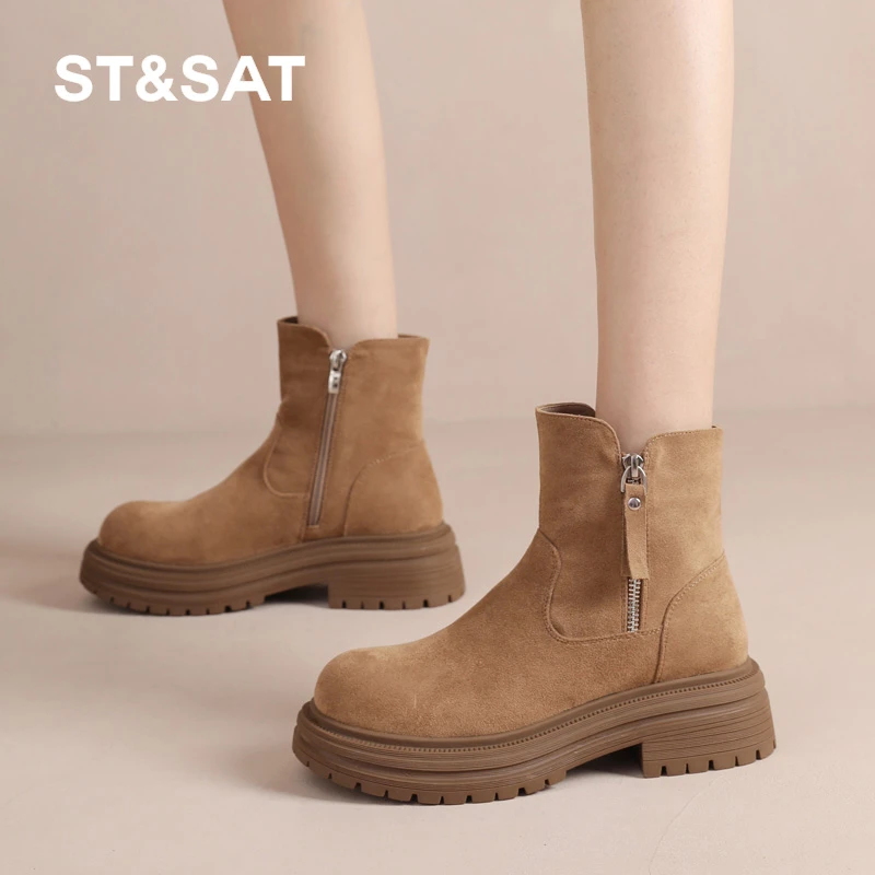 星期六厚底马丁靴女2024冬季加绒加厚短靴东北时尚防滑保暖二棉鞋