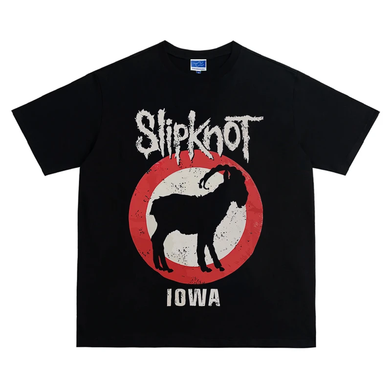 Young Guns活结乐队Slipknot山羊印花美式复古摇滚朋克宽松短袖T